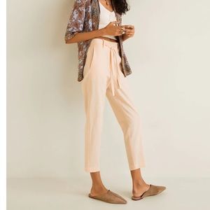 Belted high waisted linen pants